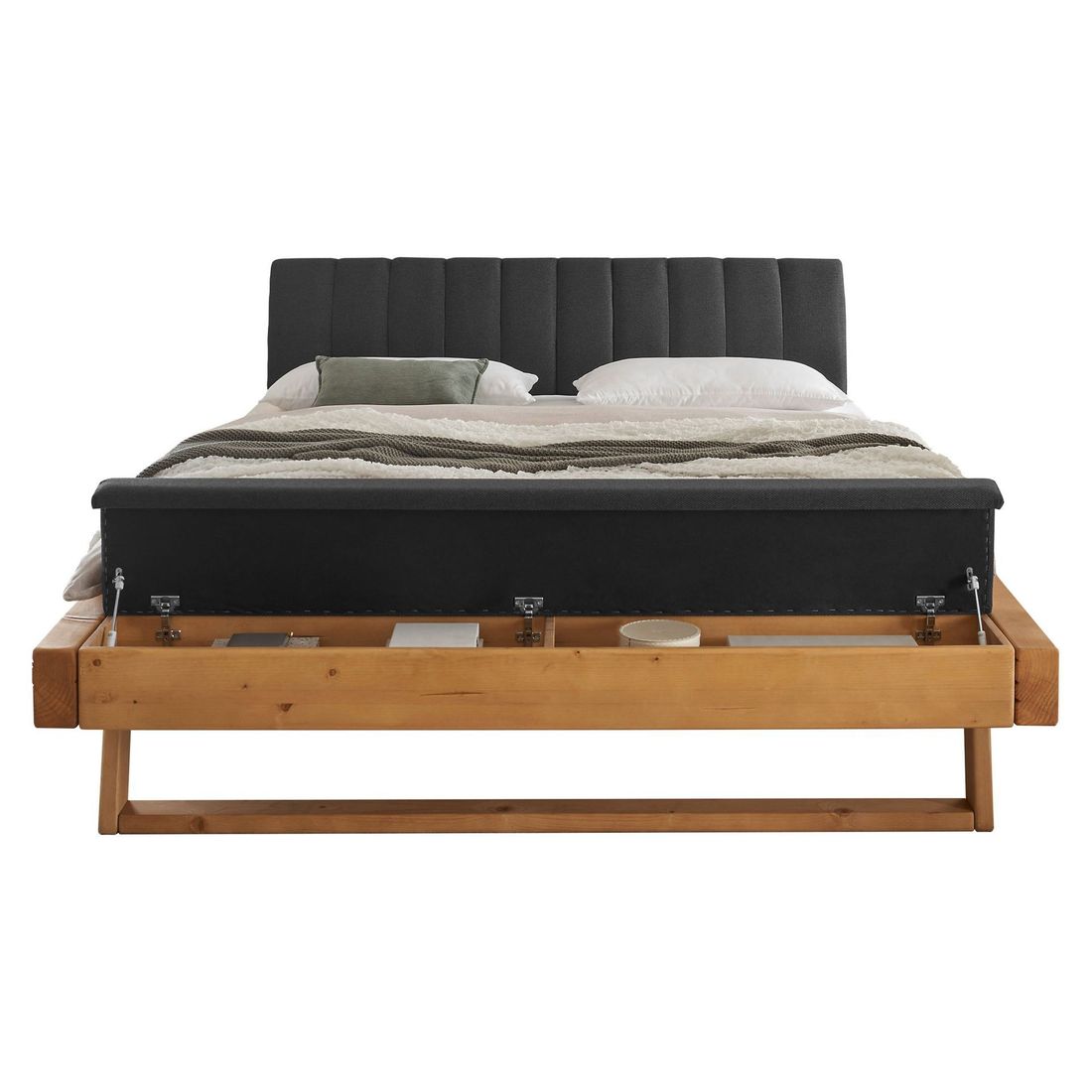 Balkenbett Sakina Komfort Fichte Massivholz mit Bettbank 180x200cm