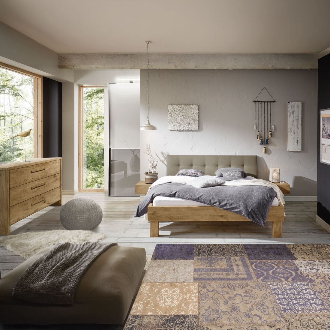 Bett Santa Luiza Wildeiche Vintage Massivholz