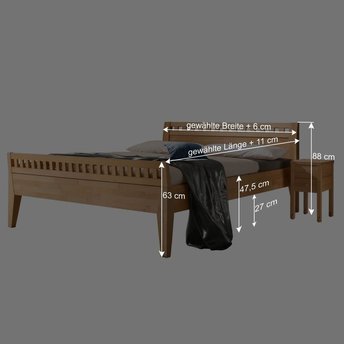Bett Tapira Komfort Kernbuche Massivholz
