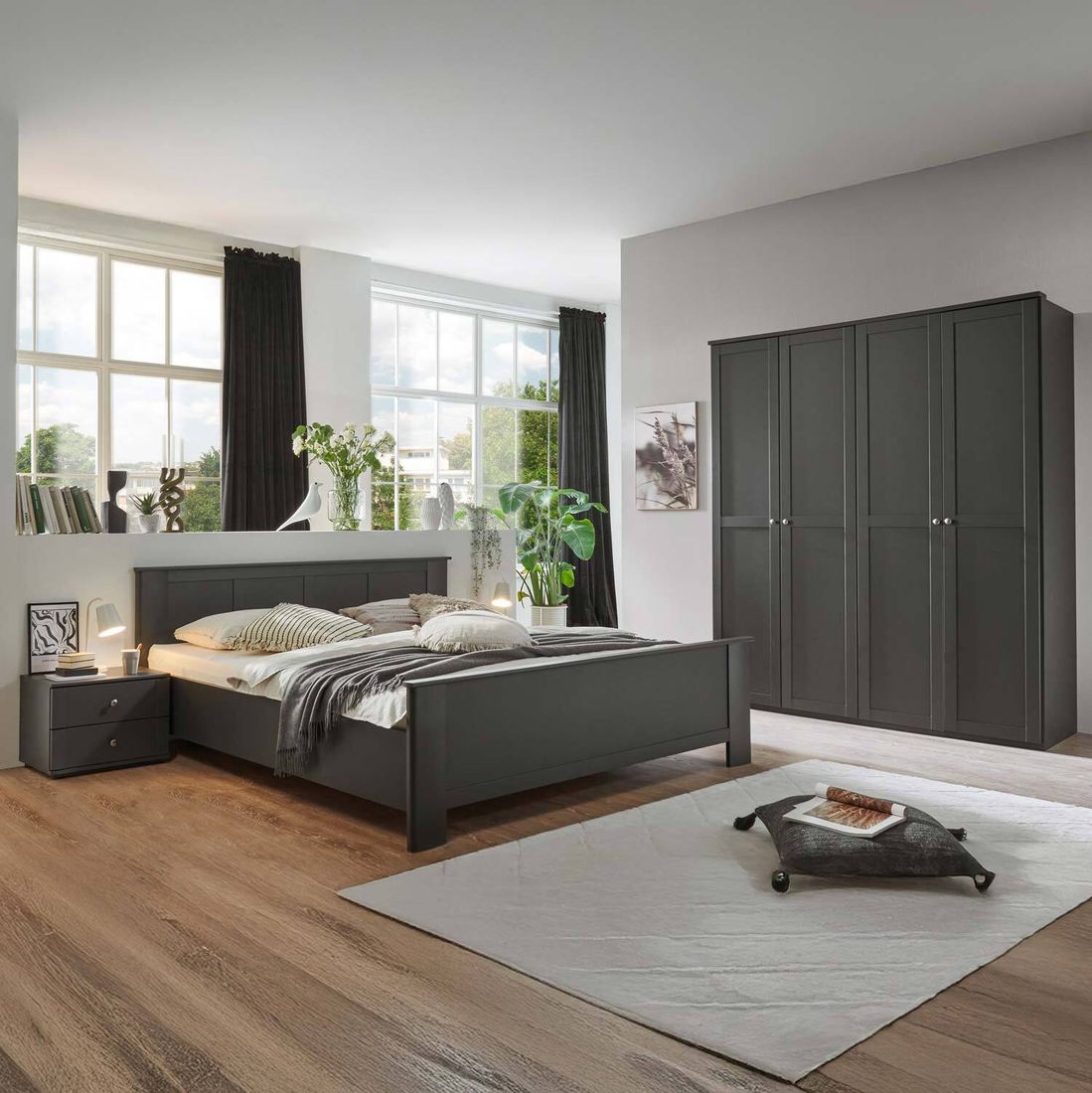 Drehtüren-Kleiderschrank Eliro Graphit Dekor