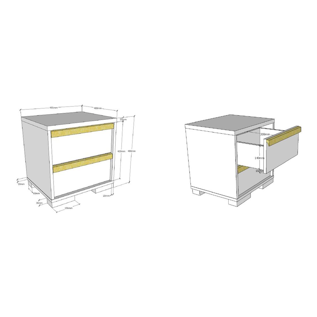 Nachttisch Arvika Buche Dekor H 49cm