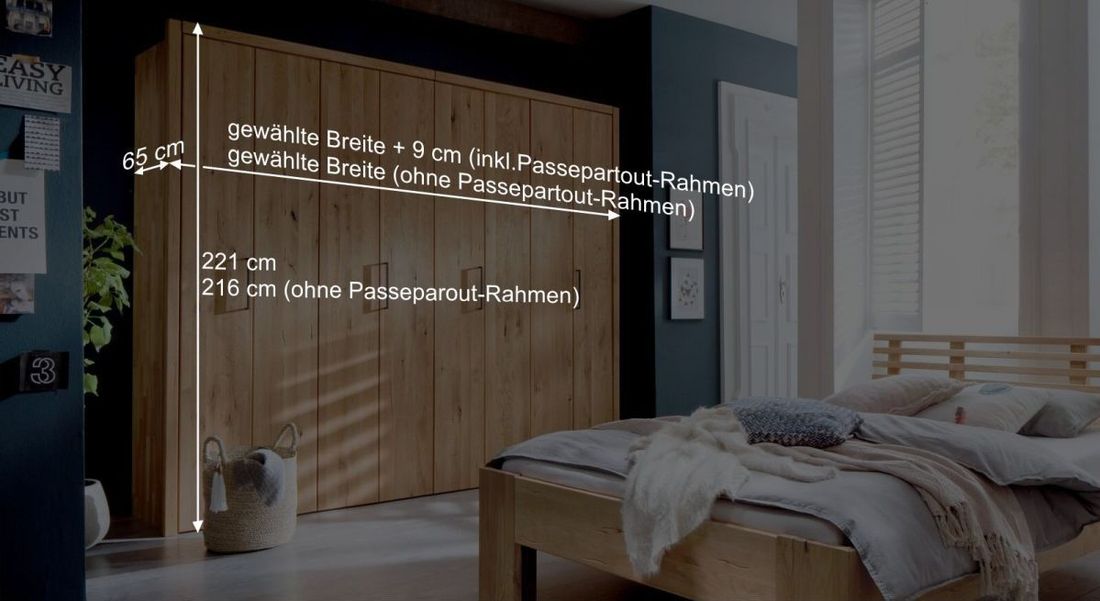 HOMELIV. Falttüren-Kleiderschrank Lisana Wildeiche Massivholz