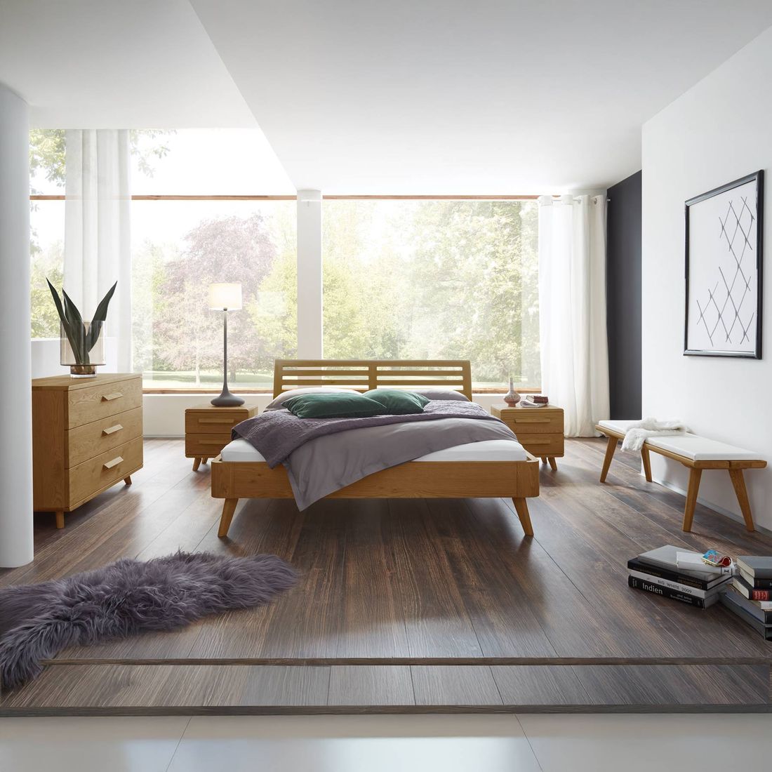 Bett Santa Rosa Eiche Massivholz