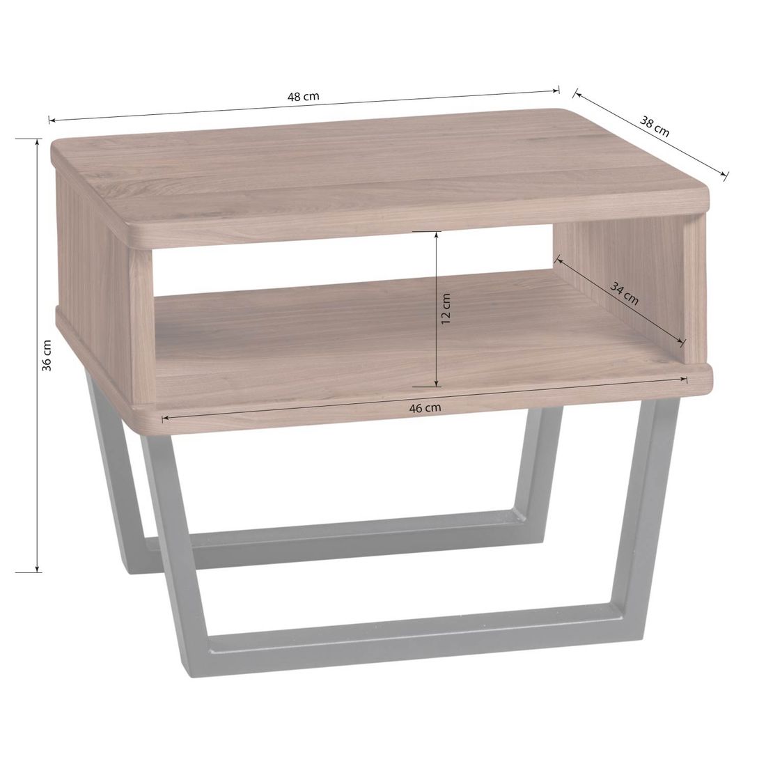 Nachttisch Uliana Nussbaum Massivholz H 36cm