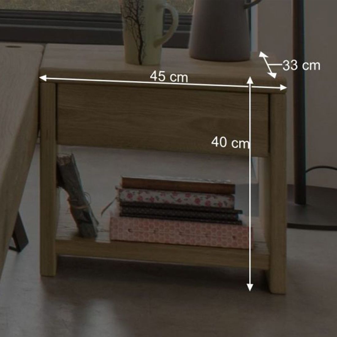 Nachttisch Vetralla Wildeiche Massivholz H 40cm
