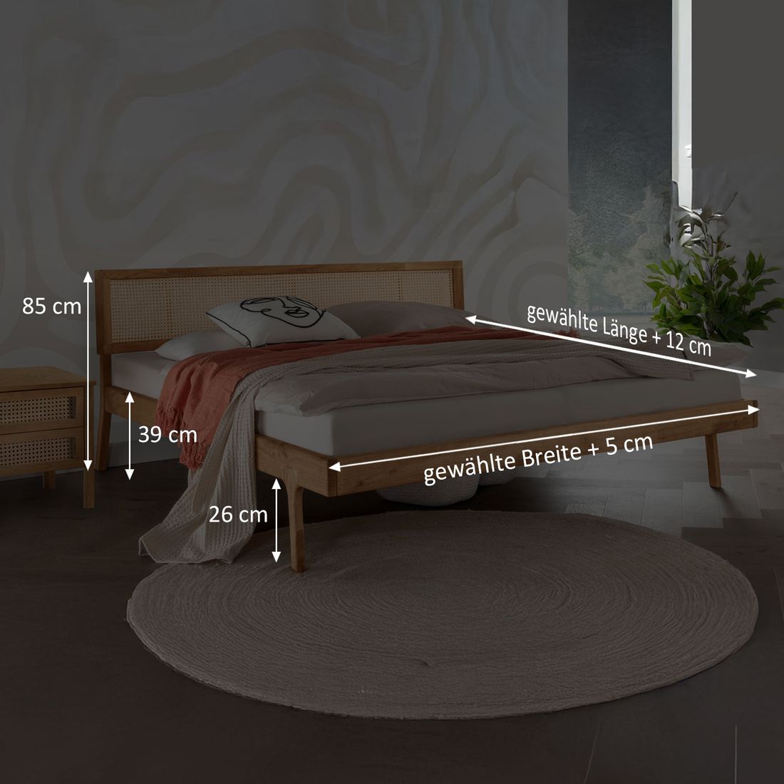 Bett Faye Komfort Eiche Massivholz