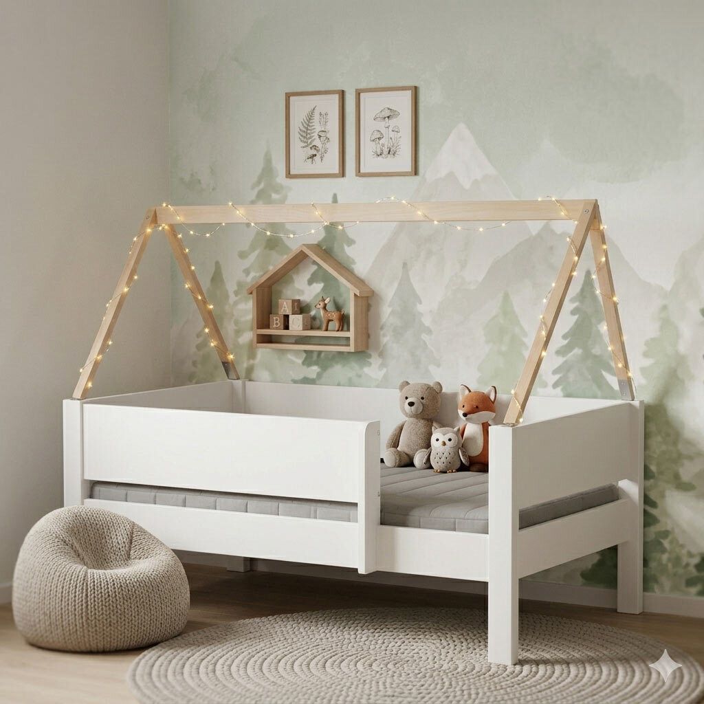 Hausbett Kids Town Buche teilmassiv mit Lattenrost