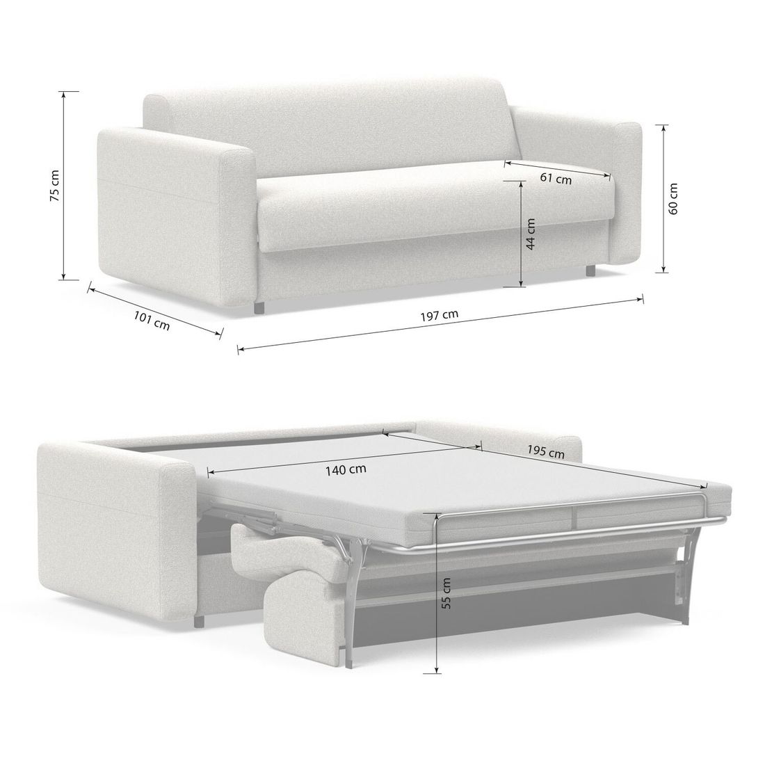 Schlafsofa Amida Webstoff/Bouclé