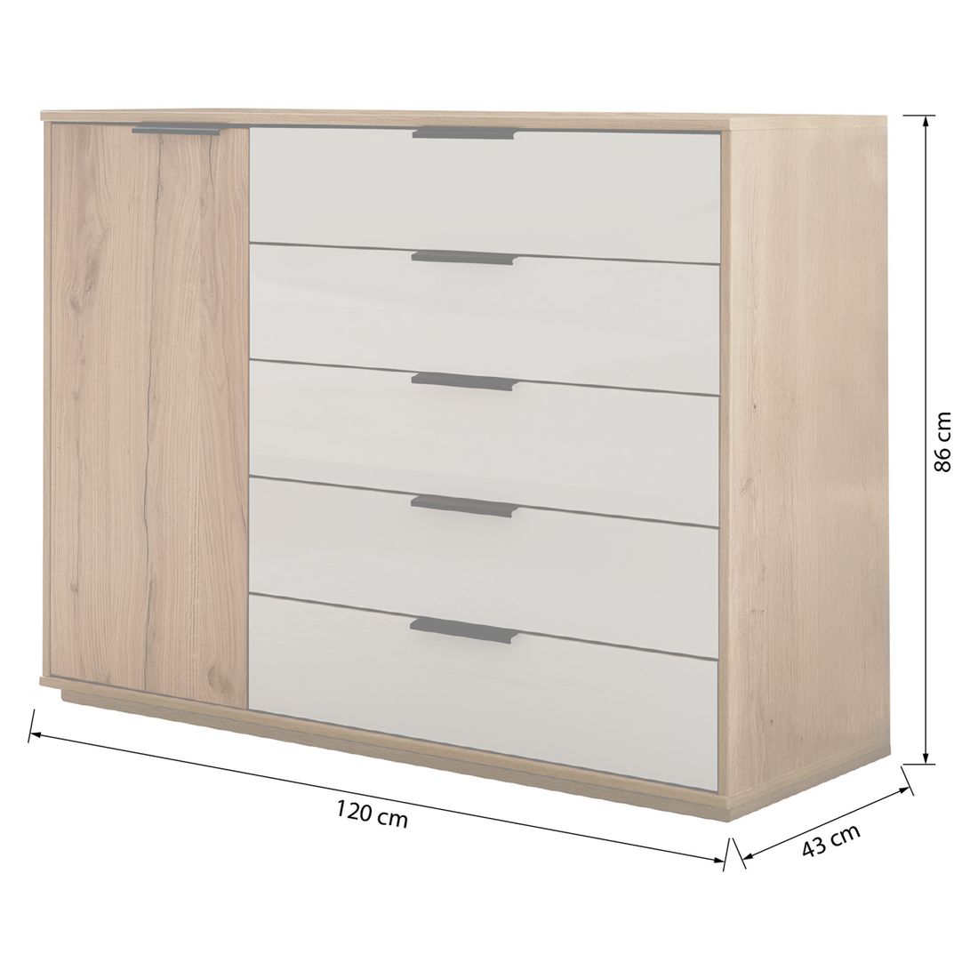 Interliving Kommode 1034 Eiche Dekor mit Schubladen