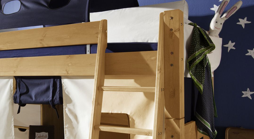 Mini-Hochbett Kids Dreams Kiefer Massivholz mit Lattenrost