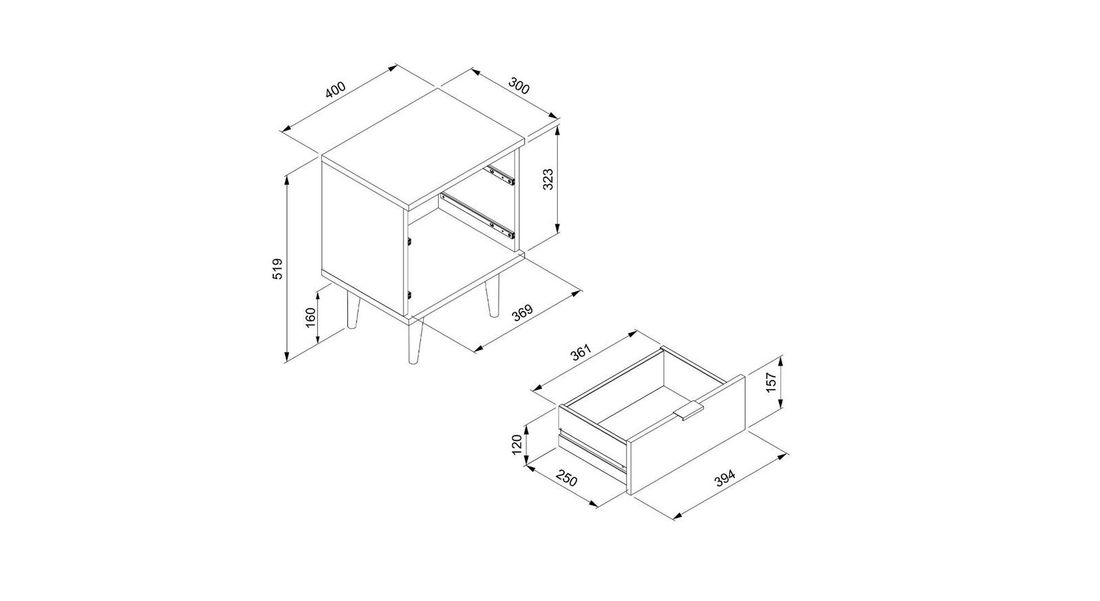 Nachttisch Bjarma H 51,9cm