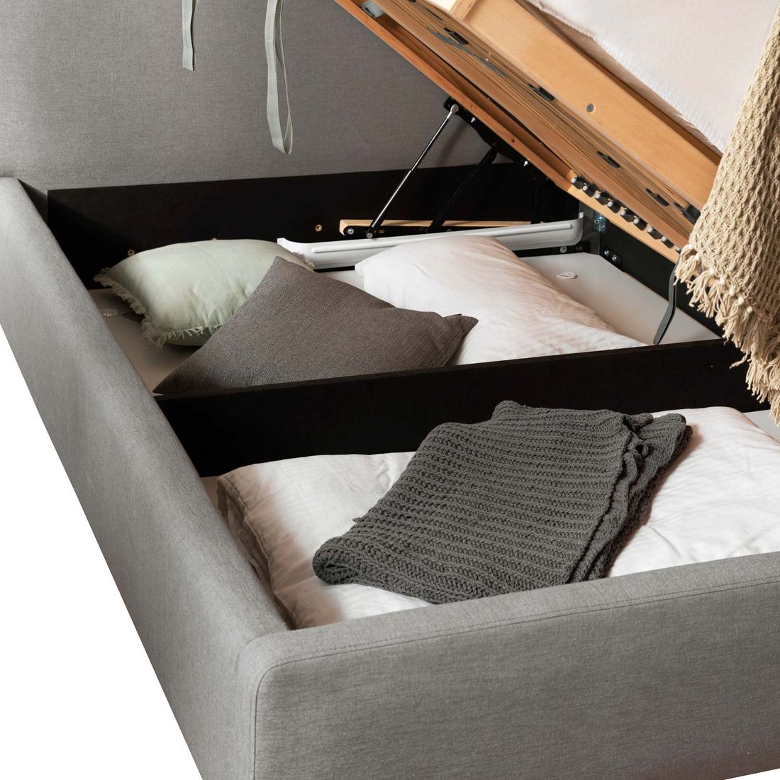 Polsterbett Carballo Komfort Webstoff mit Bettkasten und Lattenrost
