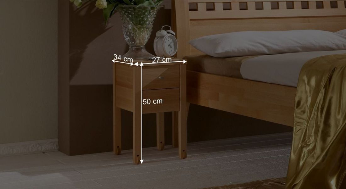 Nachttisch Aargau Kernbuche/Wildeiche Massivholz H 50cm