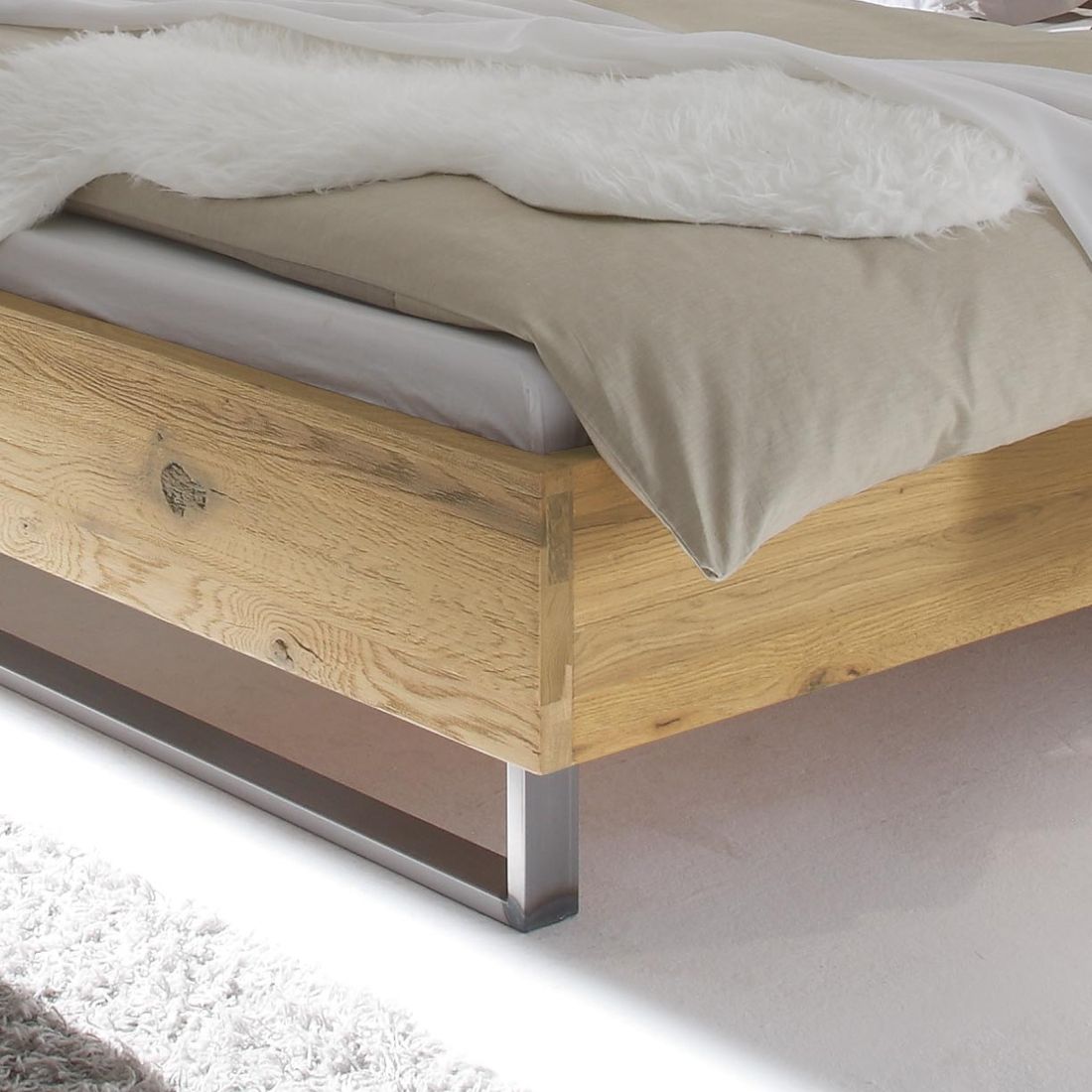 Bett Valletta Komfort Wildeiche Massivholz