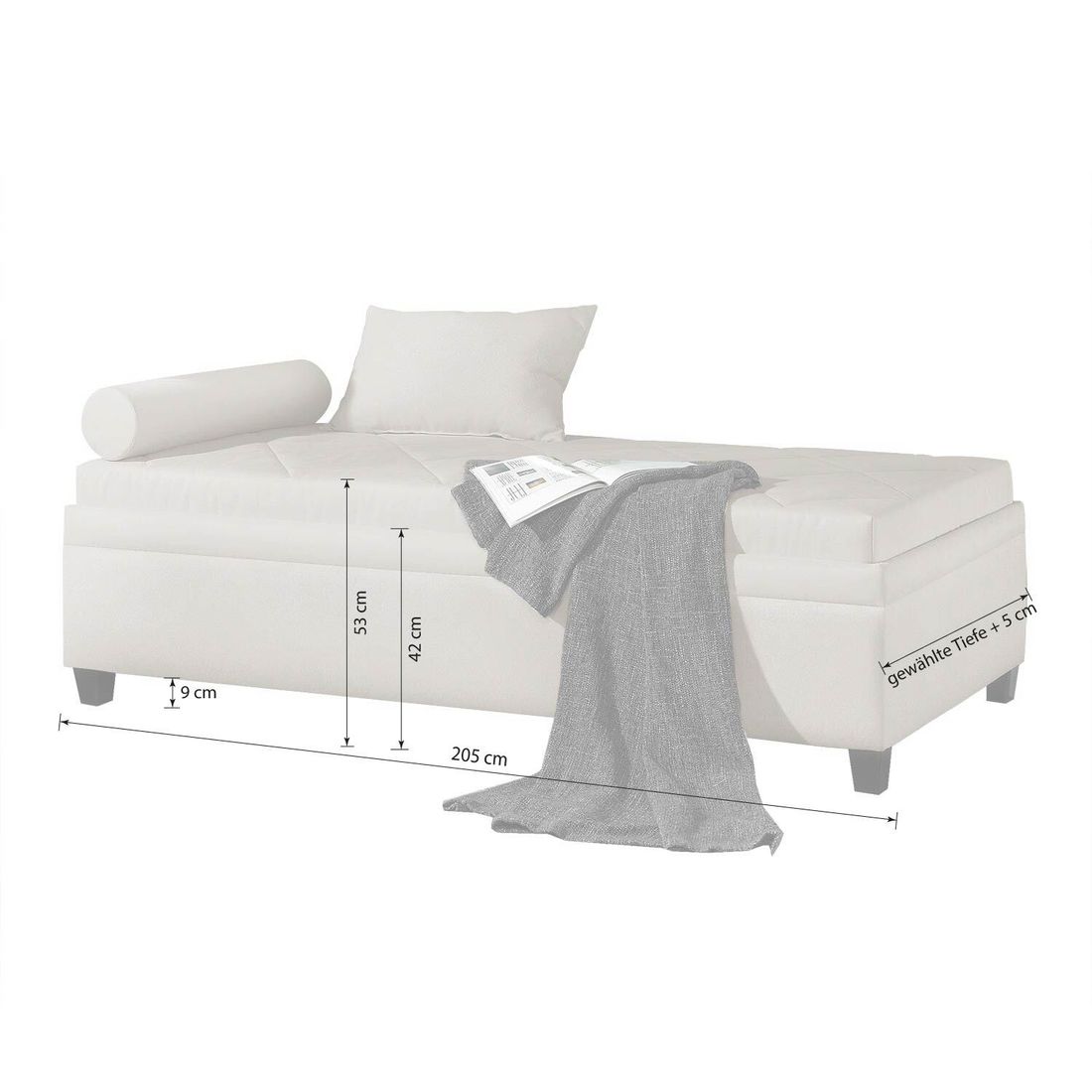 Relaxliege Kamina Komfort Microvelours mit Bettkasten