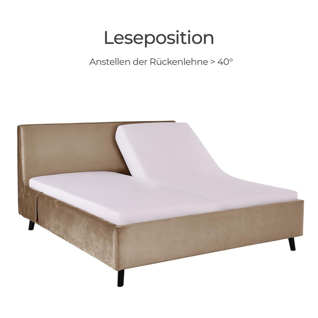 Einzelbett Thea Komfort Velours mit Pflegebett-Funktion und Lattenrost