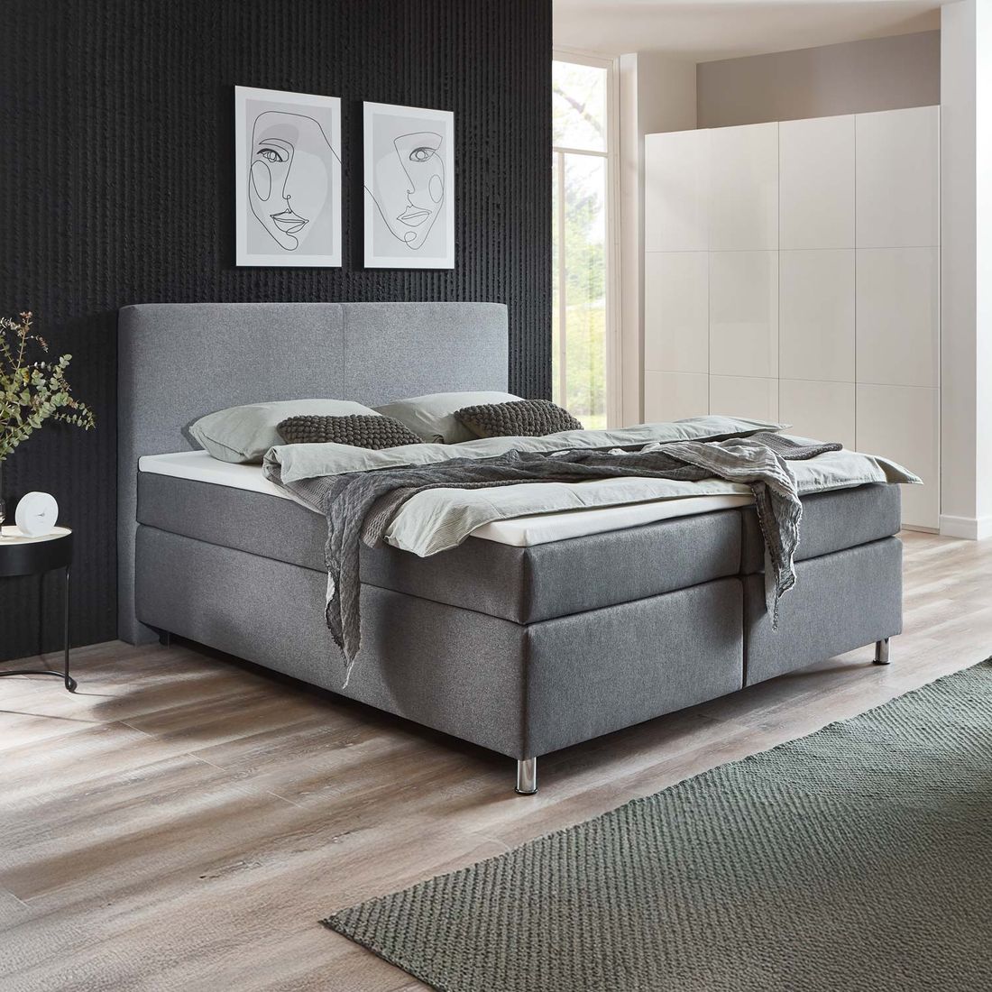 HOMELIV. Boxspringbett Carpo Webstoff
