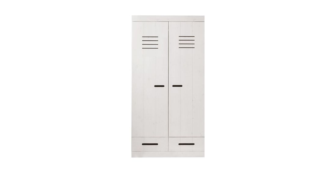Drehtüren-Kleiderschrank Derby Kiefer Massivholz mit Schubladen