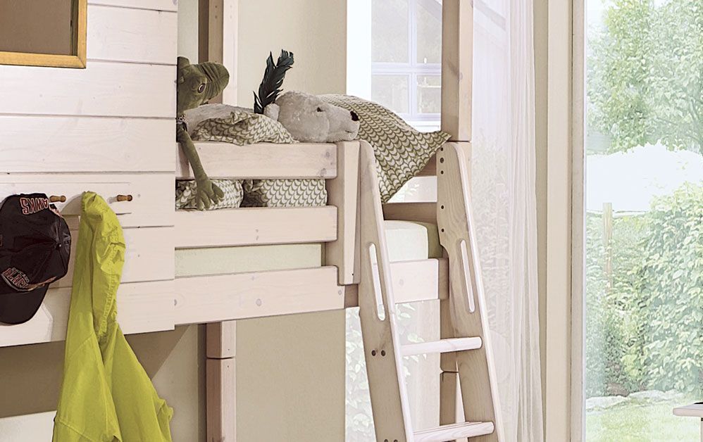 Abenteuer-Mini-/Midi-Hochbett Kids Paradise Kiefer Massivholz mit Lattenrost