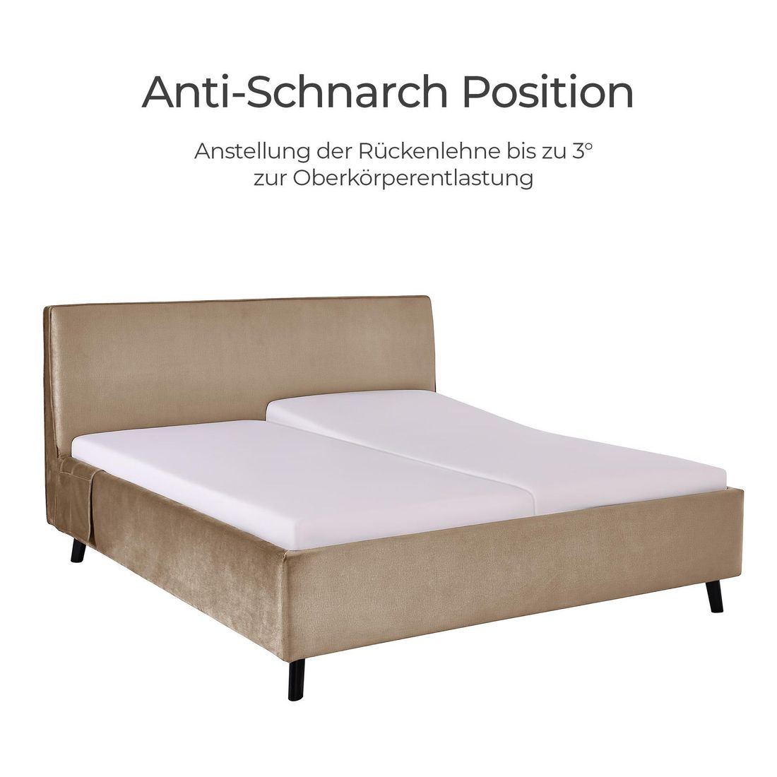 Einzelbett Thea Komfort Velours mit Pflegebett-Funktion und Lattenrost