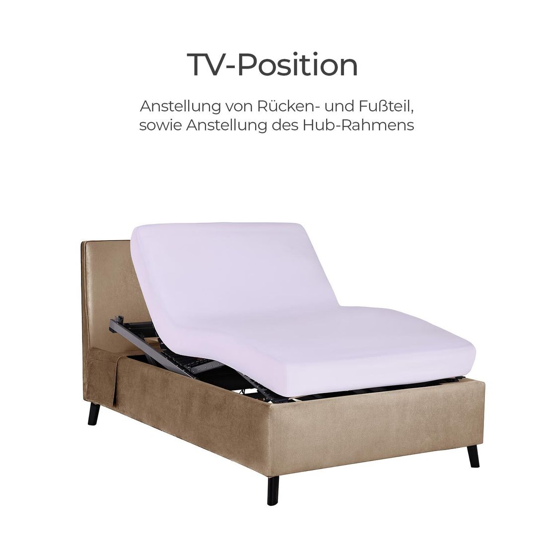 Einzelbett Thea Komfort Velours mit Pflegebett-Funktion und Lattenrost