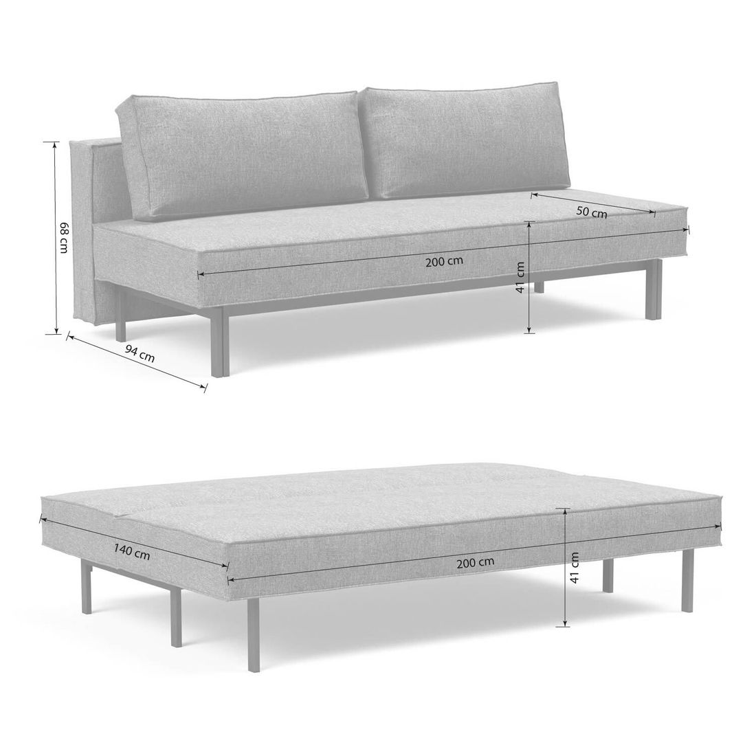 Schlafsofa Ellwood Webstoff mit Stauraum