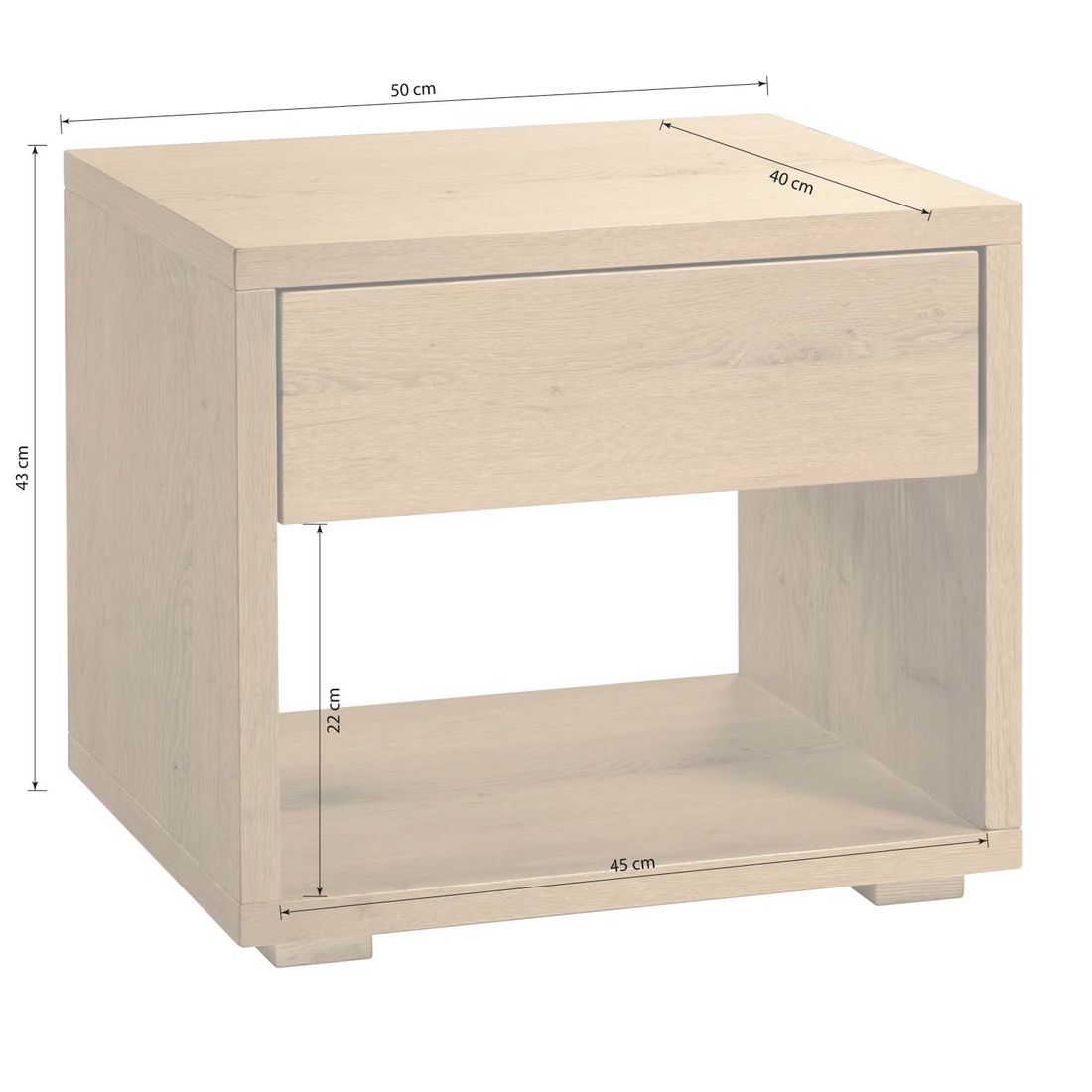 Nachttisch Virella Wildeiche Massivholz H 43cm
