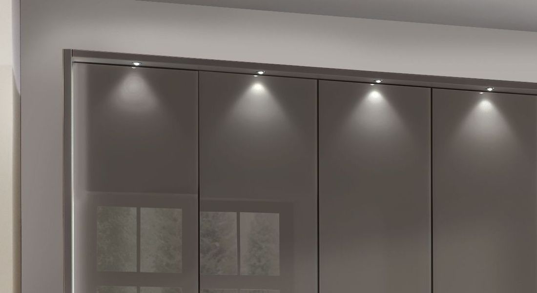 Falttüren-Kleiderschrank Harrow mit Glasfront und Schubladen