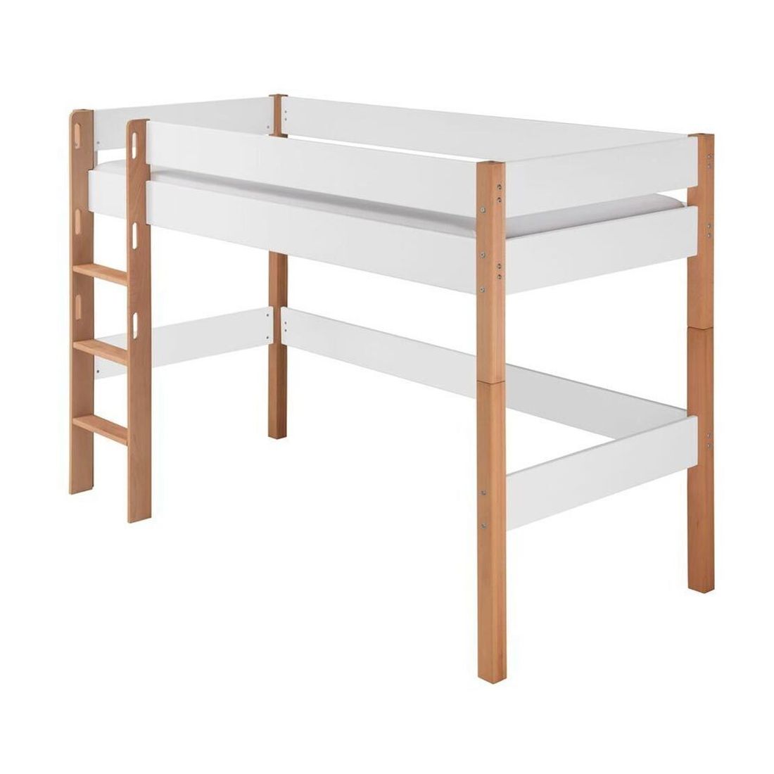 Midi-Hochbett Kids Nordic Buche teilmassiv mit Lattenrost