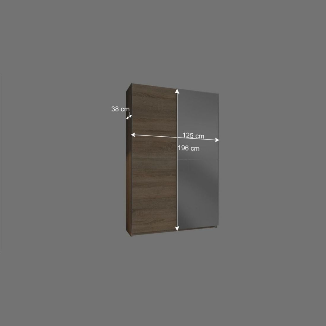 Schwebetüren-Kleiderschrank Nocera Eiche Dekor