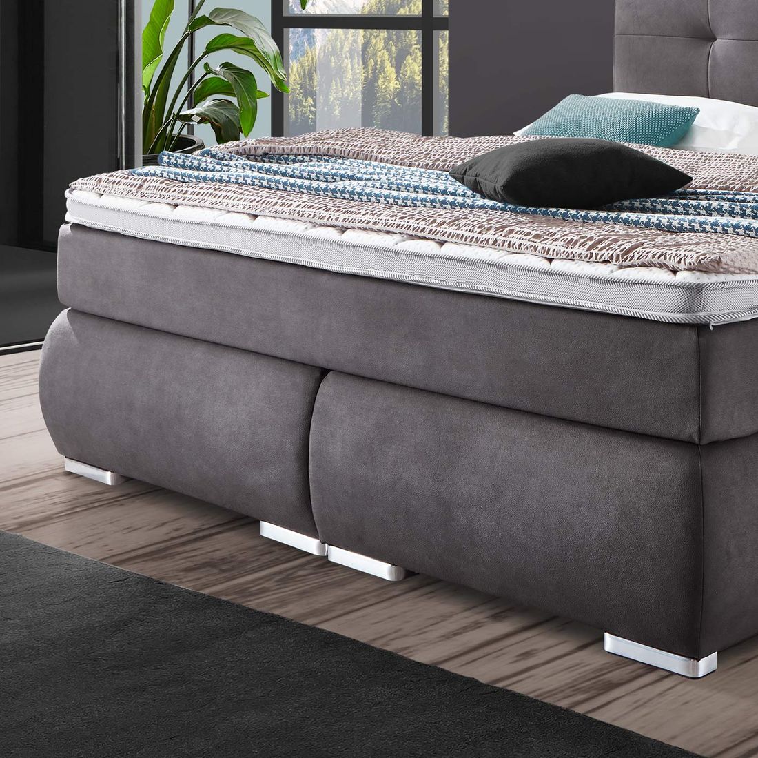 Boxspringbett Revelin Strukturstoff 180x200cm