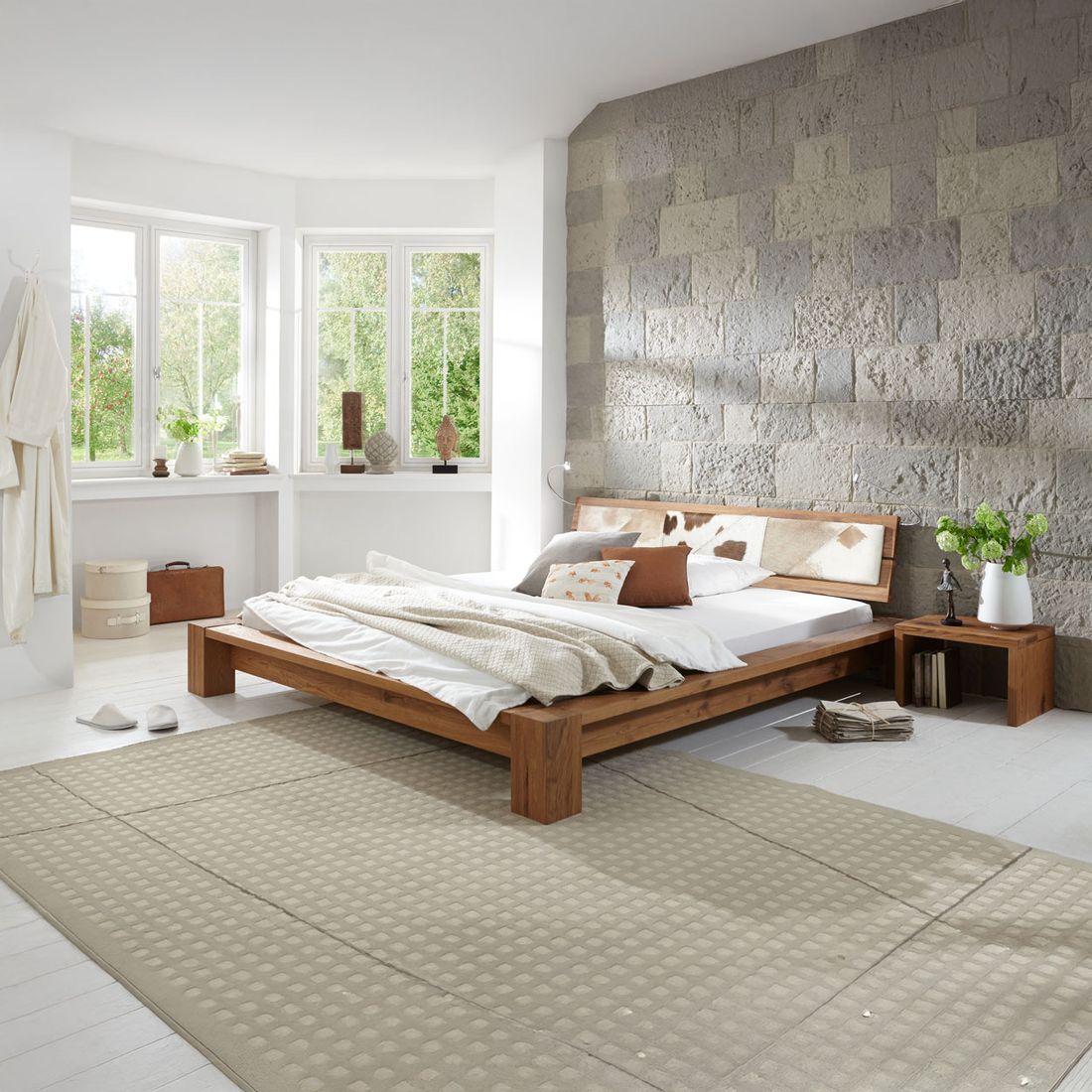 Bett Navia Komfort Wildeiche Massivholz