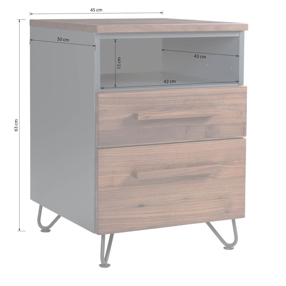Nachttisch Montaro Nussbaum teilmassiv H 63cm