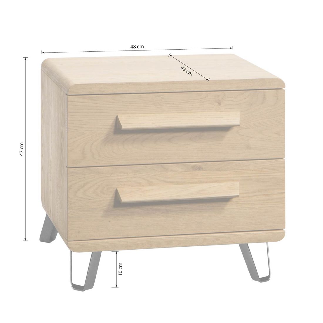 Nachttisch Edimt Eiche Massivholz H 47cm