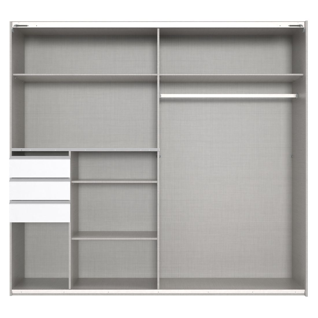 Schwebetürenschrank Leif mit Glasfront und Schubladen
