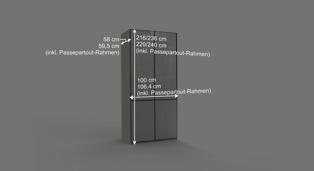 Drehtüren-Kleiderschrank Loyd mit Glasfront