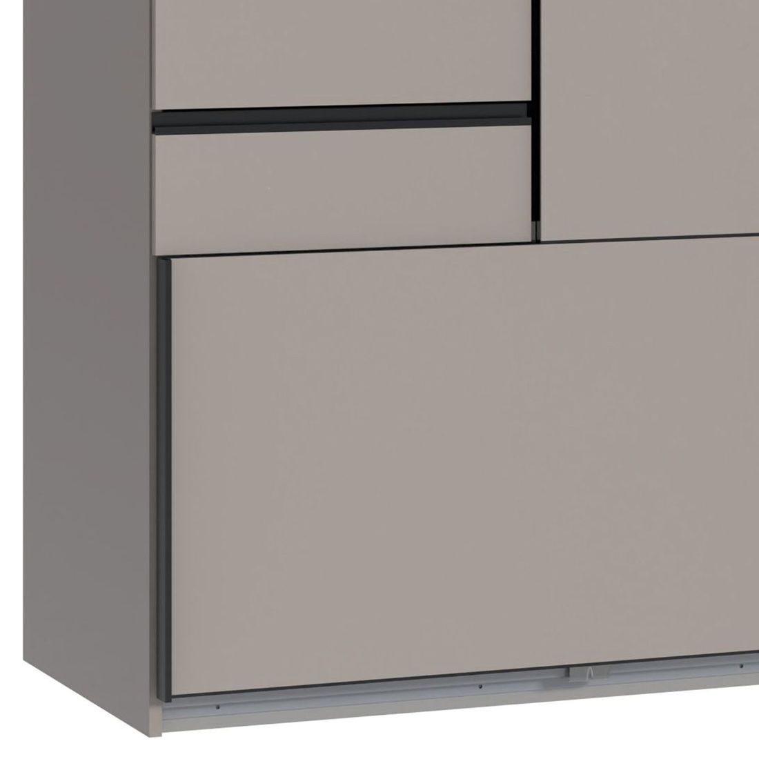 Schwebetürenschrank Leif mit Glasfront und Schubladen