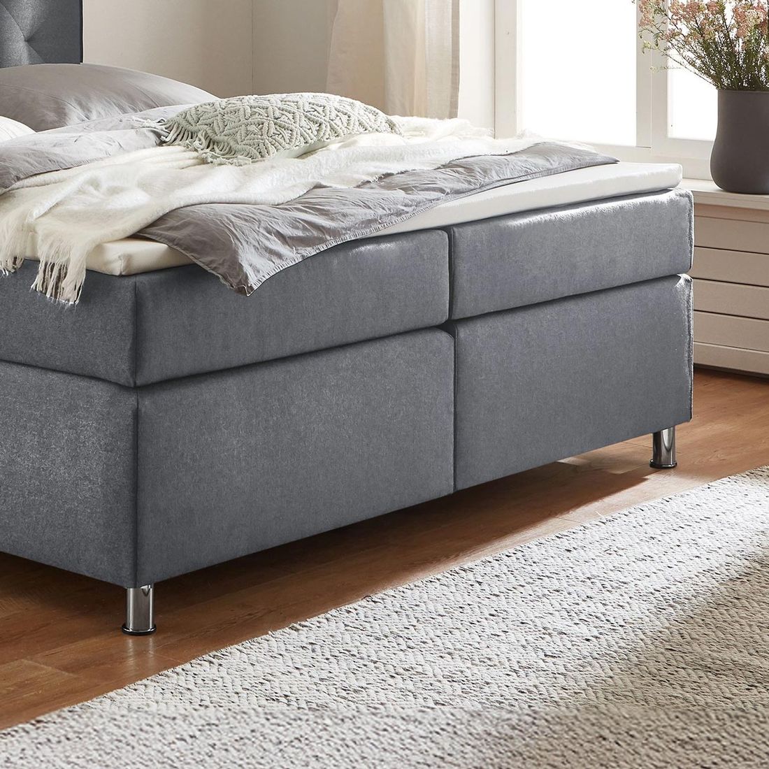 HOMELIV. Boxspringbett Cordelia Webstoff