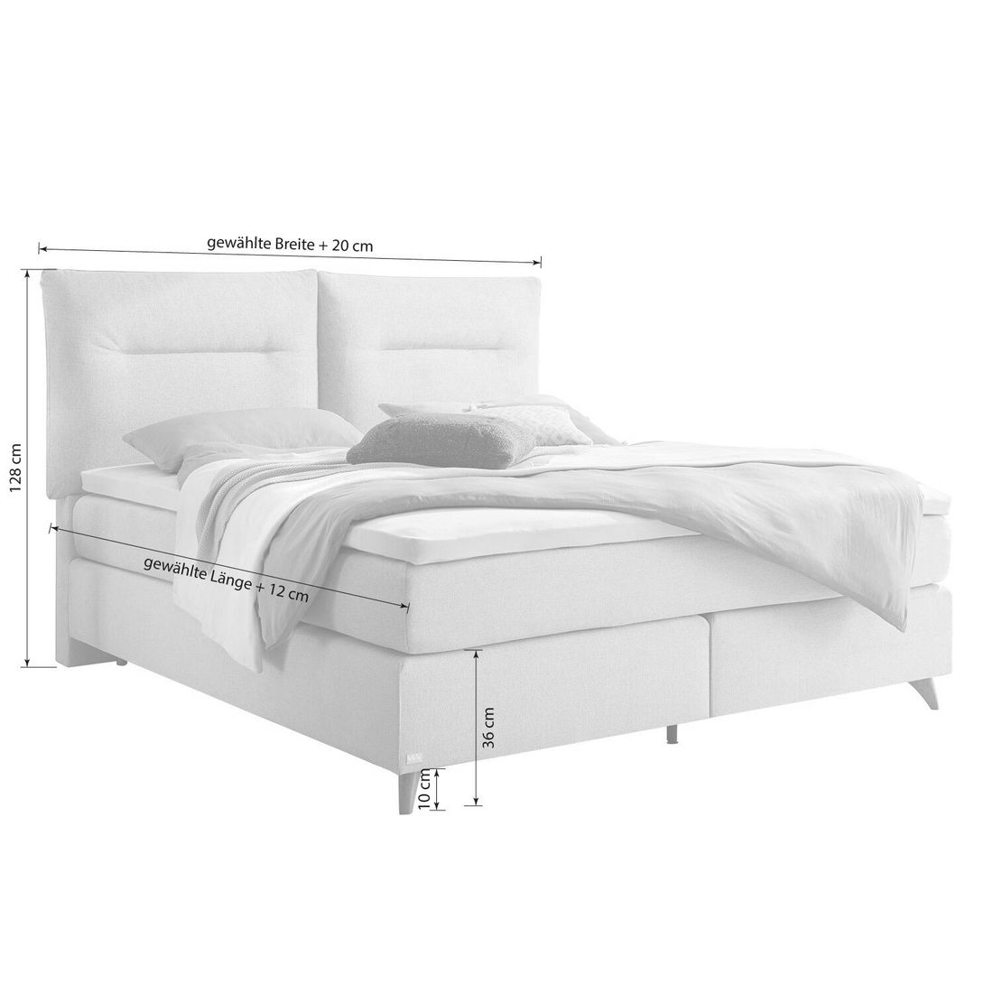 Boxspringbett Evgiros Velours-Strukturstoff