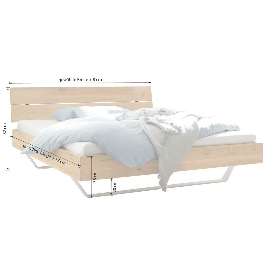 Bett Lunari Wildeiche Massivholz