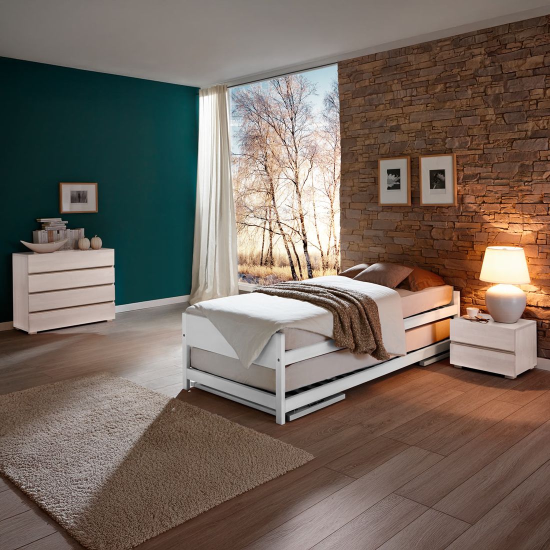 Ausziehbett On Top Buche Massivholz mit Lattenrost