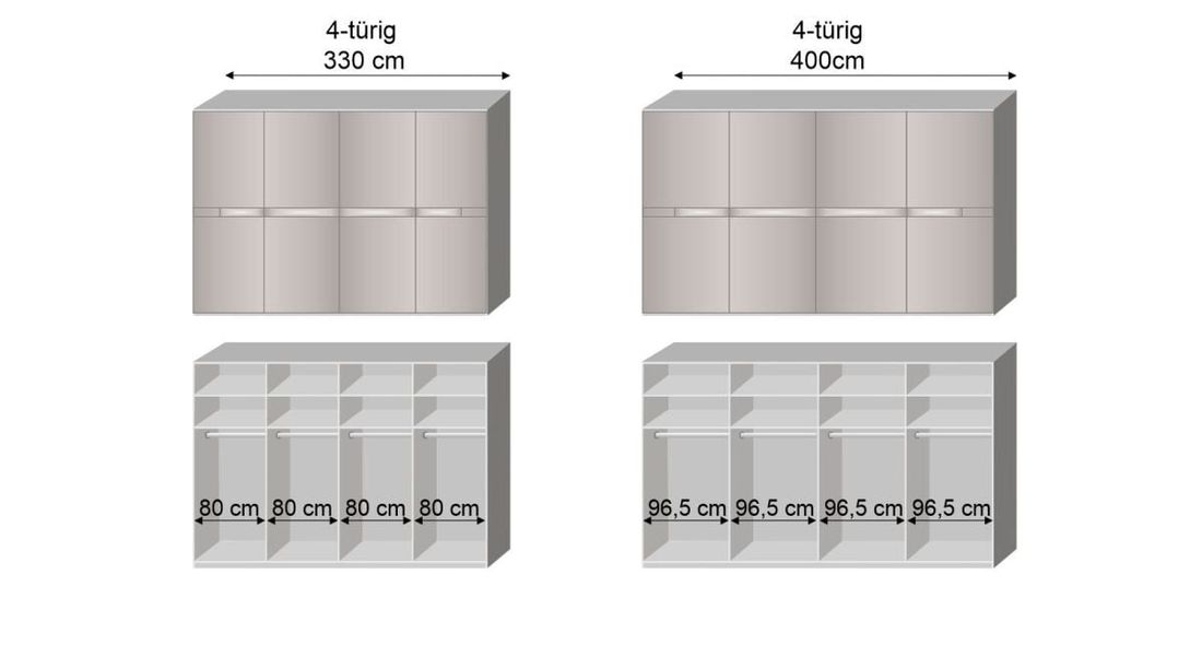 Interliving Schwebetüren-Kleiderschrank 1206 mit Glasfront