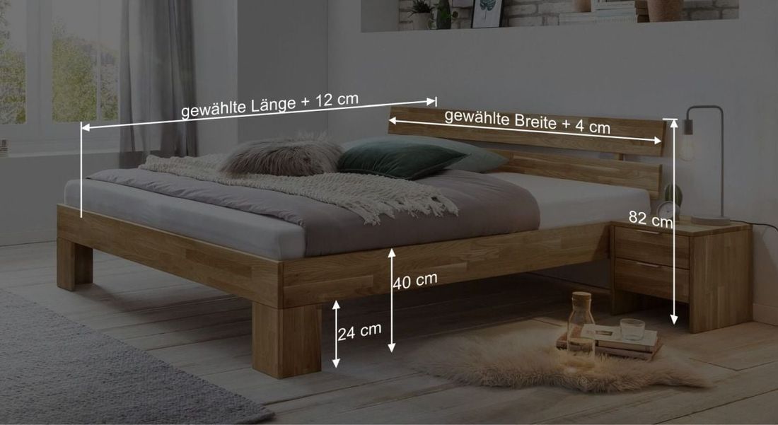 Bett Kanata Komfort Wildeiche Massivholz