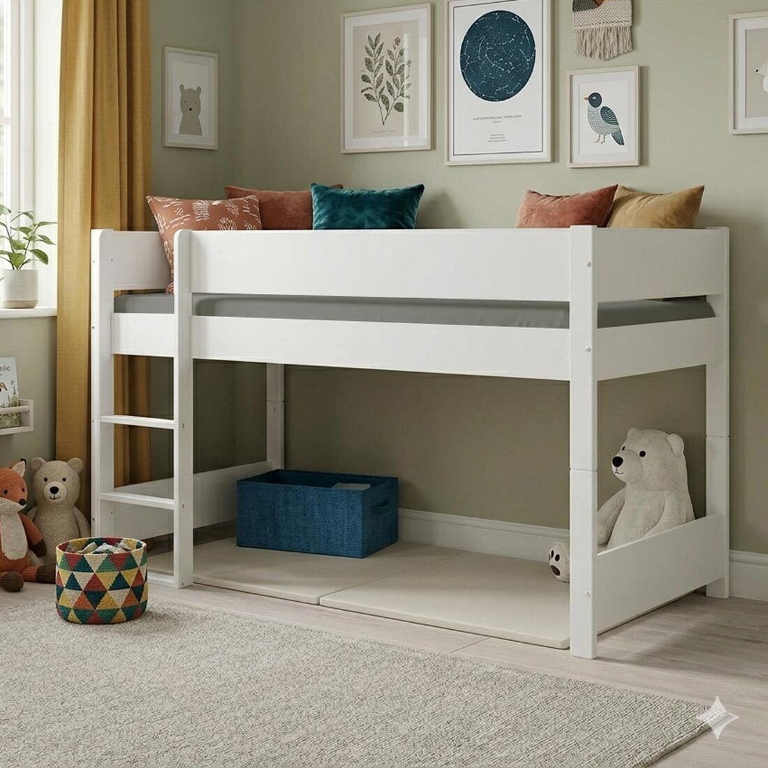 Mini-Hochbett Tacora Buche teilmassiv mit Lattenrost 90x200cm