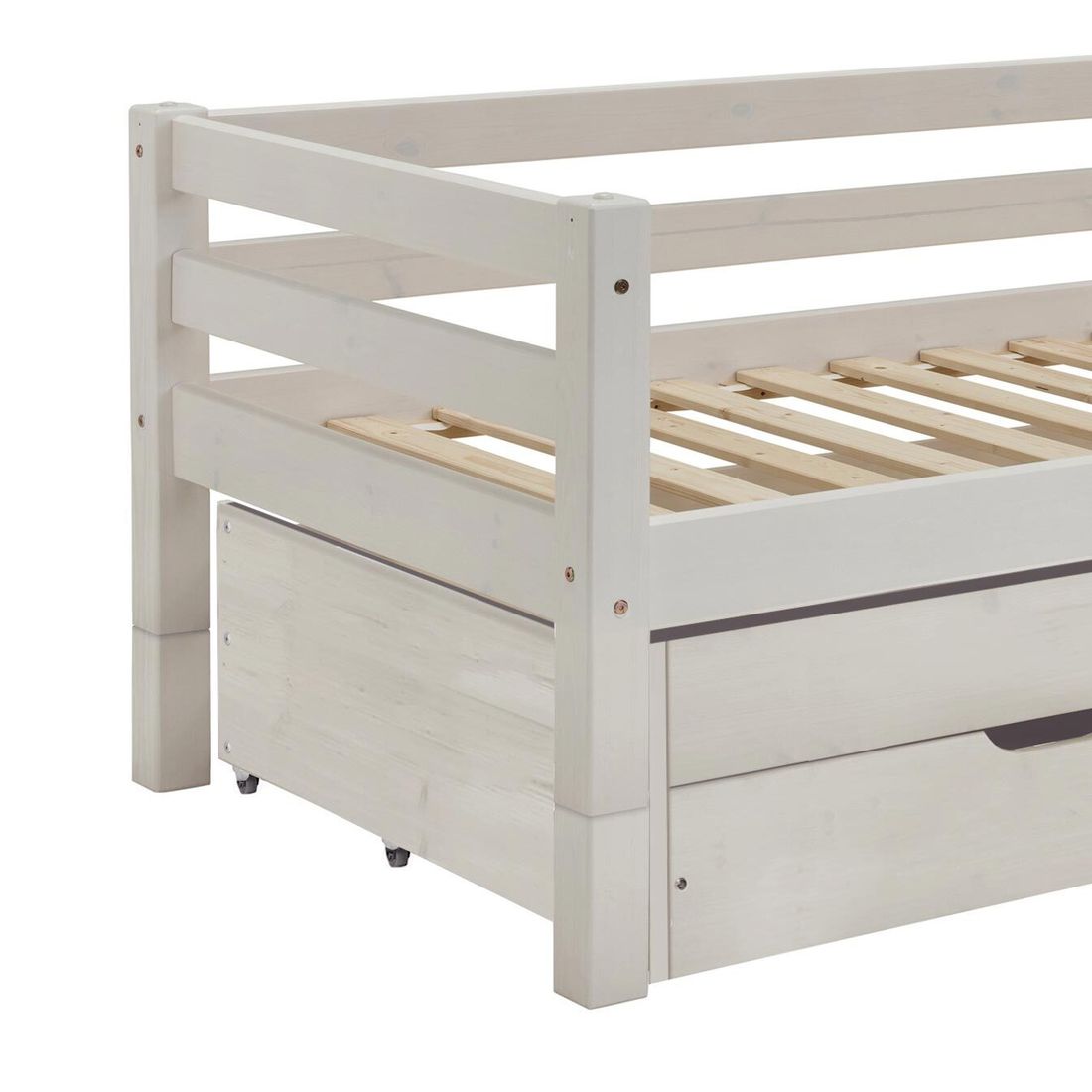 Ausziehbett Kids Paradise Kiefer Massivholz mit Lattenrost und Bettschublade 90x200cm