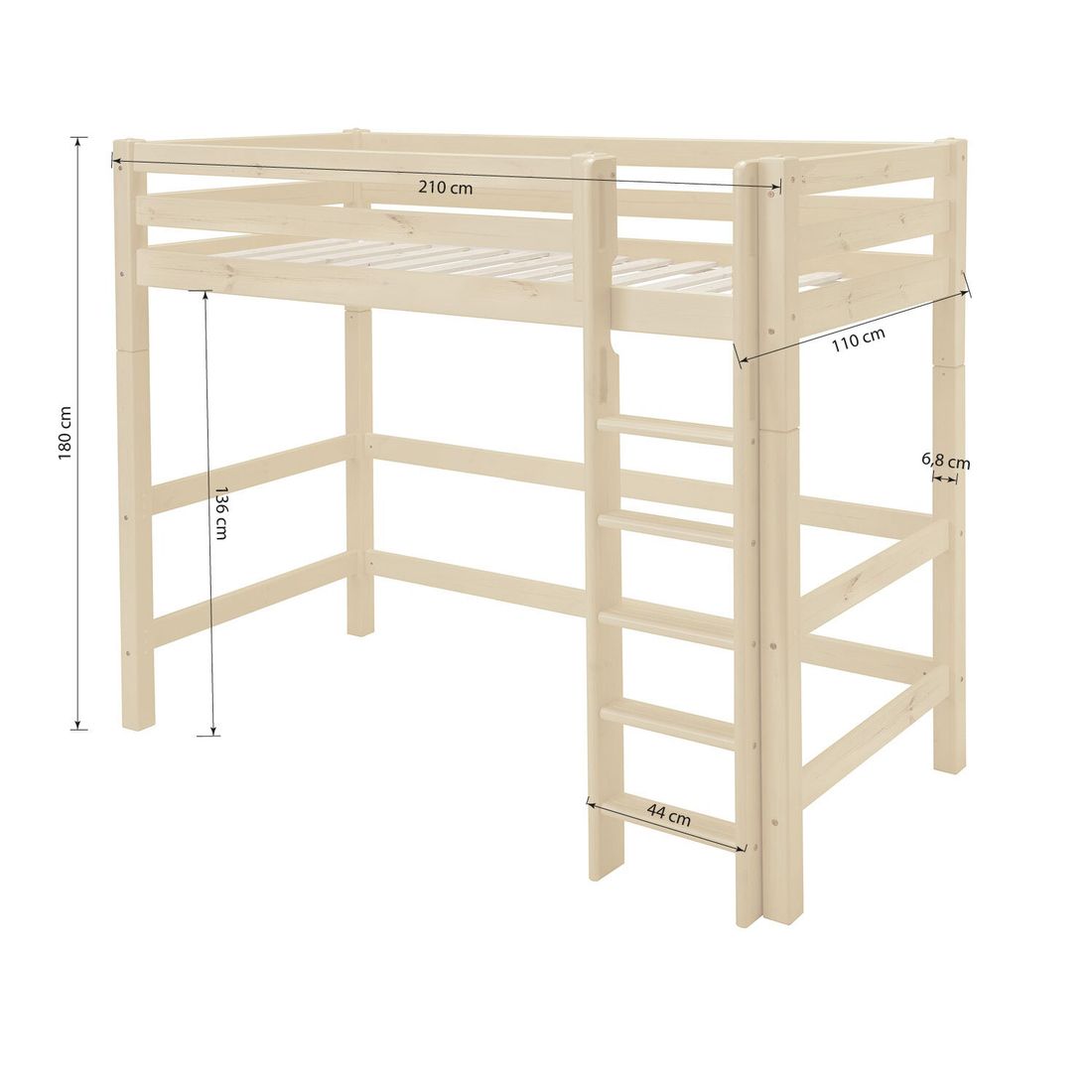Maxi-Hochbett Kids Paradise Kiefer Massivholz mit Lattenrost