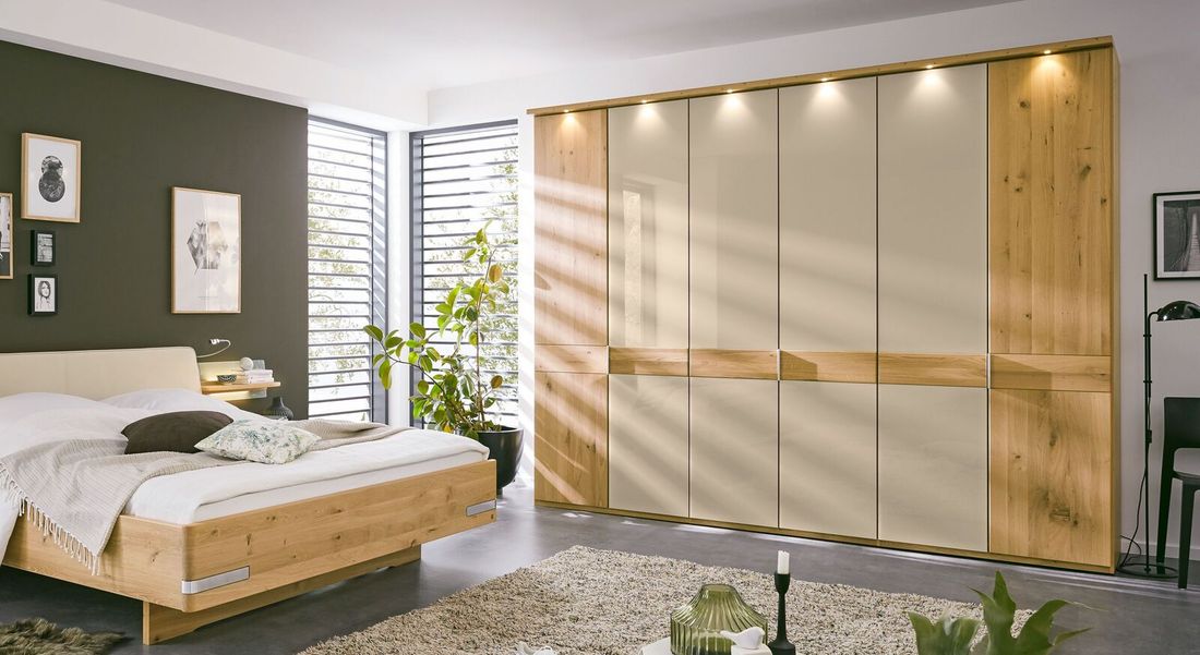 Musterring Drehtüren-Kleiderschrank Savona 2.0 Eiche teilmassiv mit Glasfront