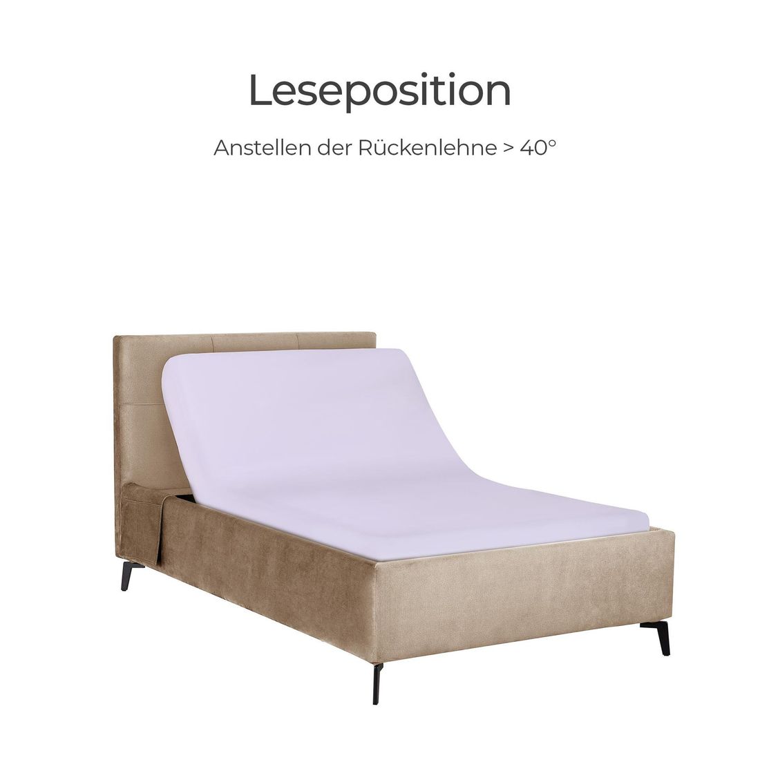 Polsterbett Elin Komfort Velours mit Pflegebett-Funktion und Lattenrost