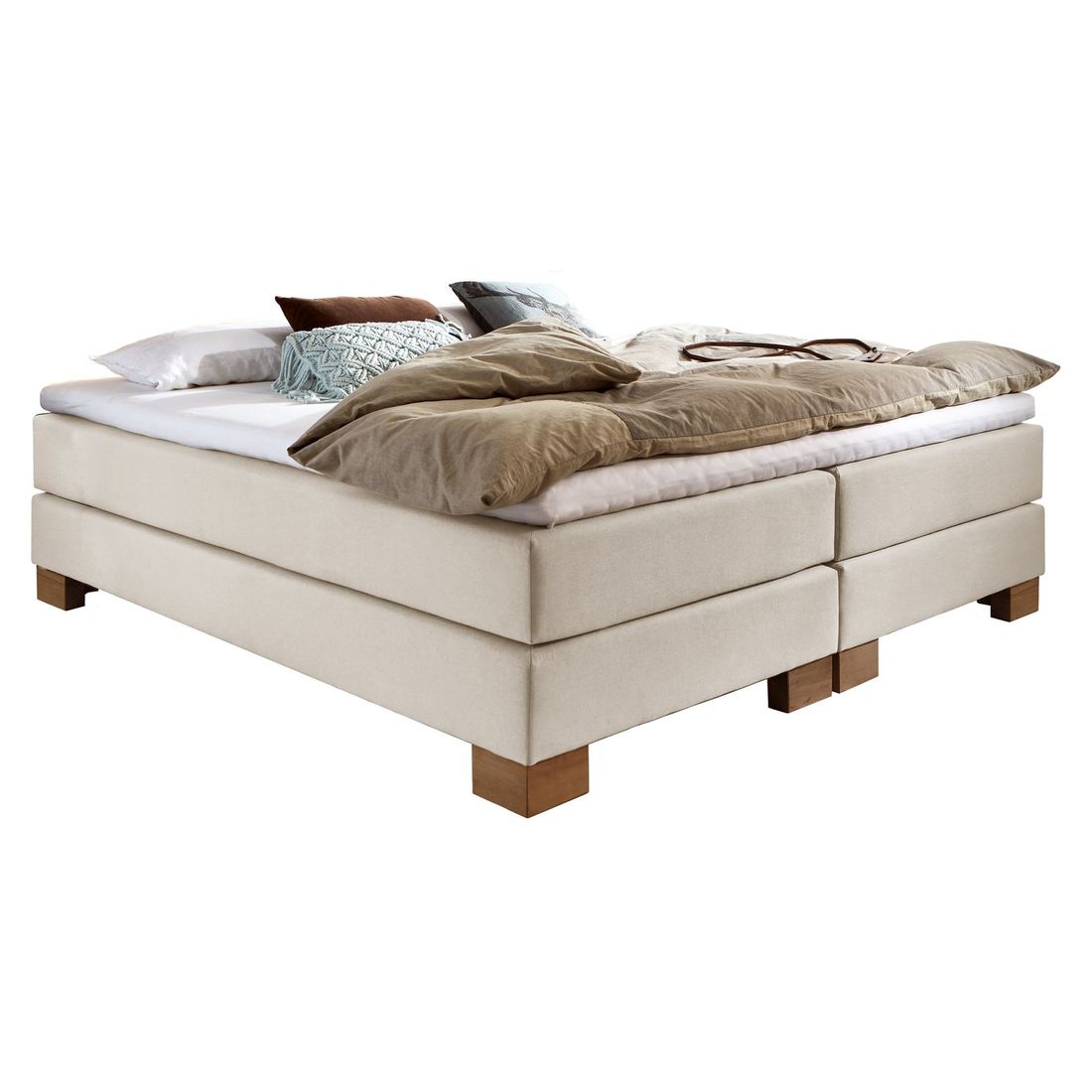 HOMELIV. Boxspringbett Peachland Webstoff ohne Kopfteil