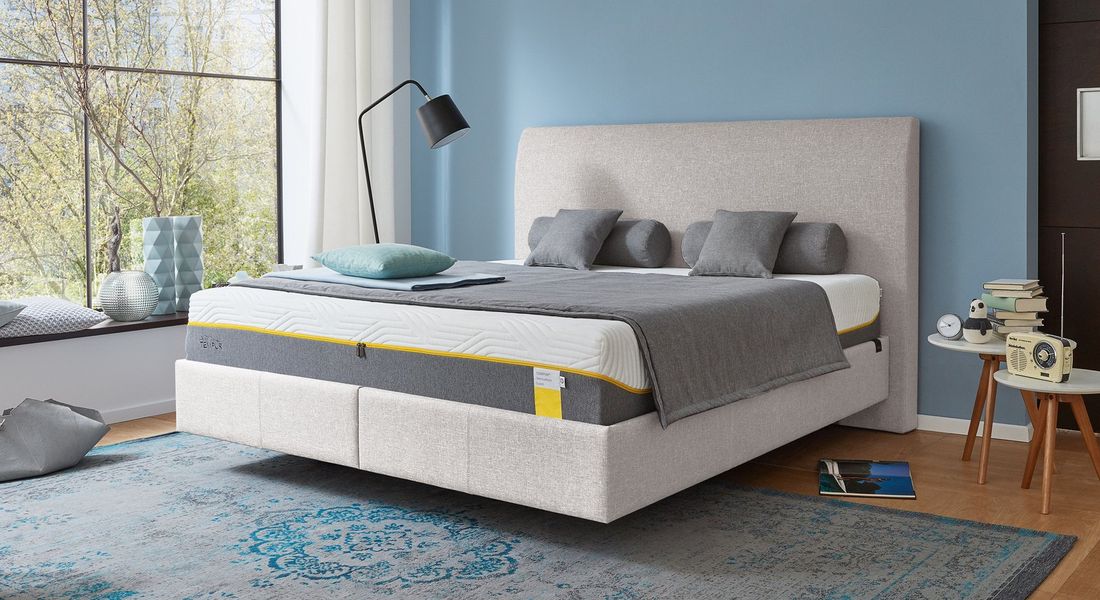 Tempur Polsterbett Classic Komfort Webstoff mit Kopfteil Shape